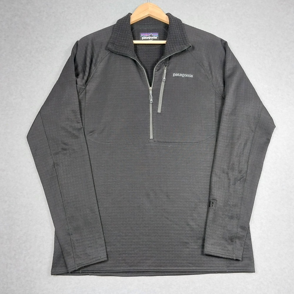Patagonia R1 Mens Large Black Fleece Zip Pullover Polartec Waffle Regulator